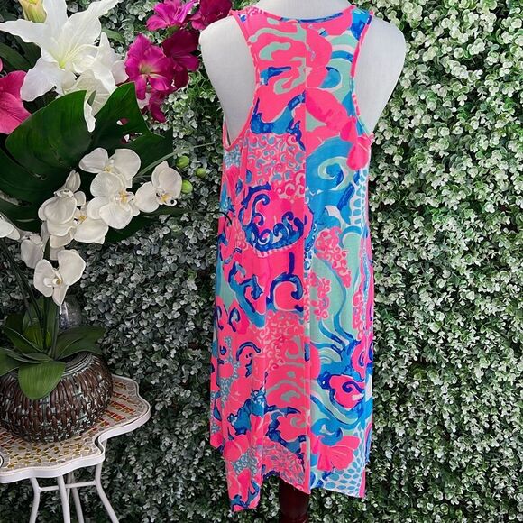 Lilly Pulitzer Coral Reef I’m So Jelly Melle Trapeze Tank Swing Dress - Picture 3 of 14